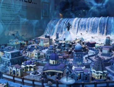 Family exploring immersive sci-fi portals exhibition in Singapore with kids