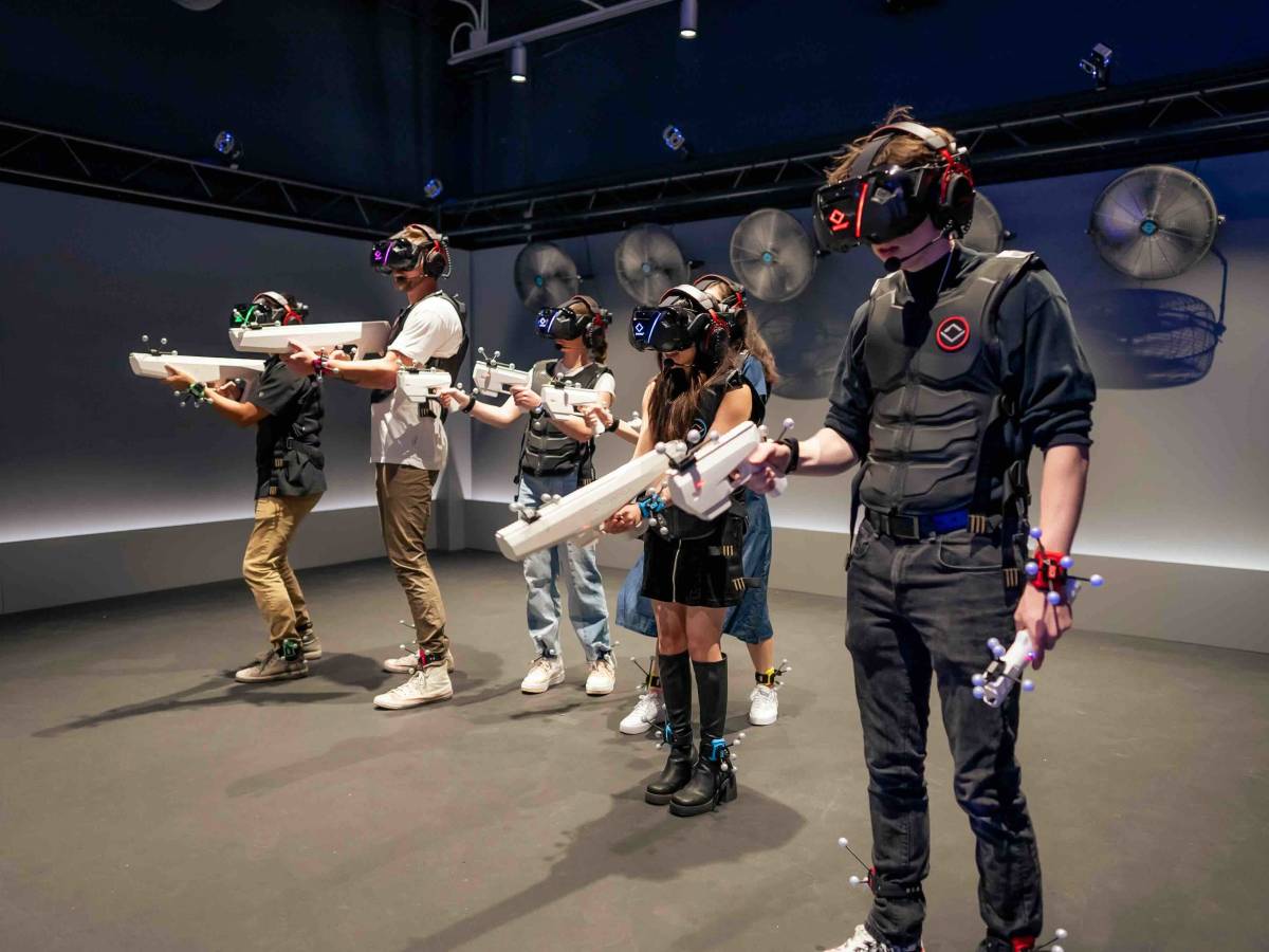Family enjoying immersive VR experience at Sandbox VR Singapore