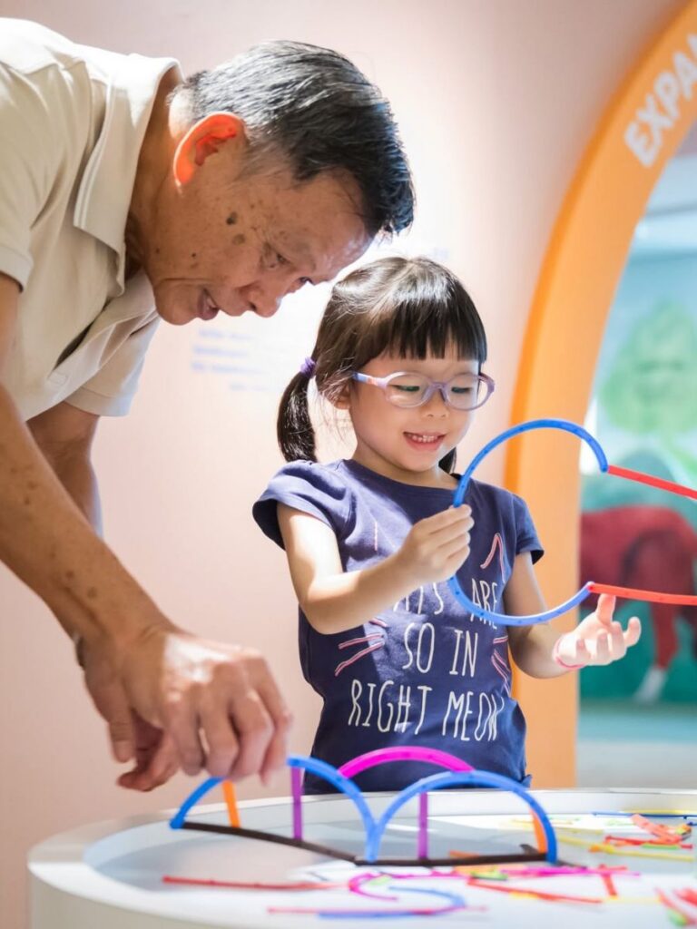 Image of grandfather and child at Keppel Art Centre for Education - national gallery singapore - kid-friendly museum singapore