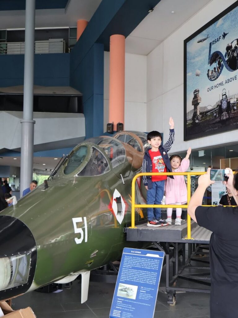 Image of kids with navy aircraft - Singapore Navy Museum - kid-friendly museum singapore
