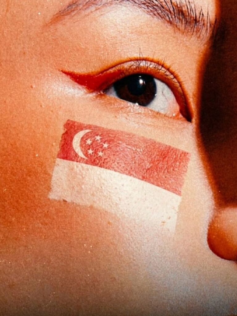Image of Singapore Flag face painting