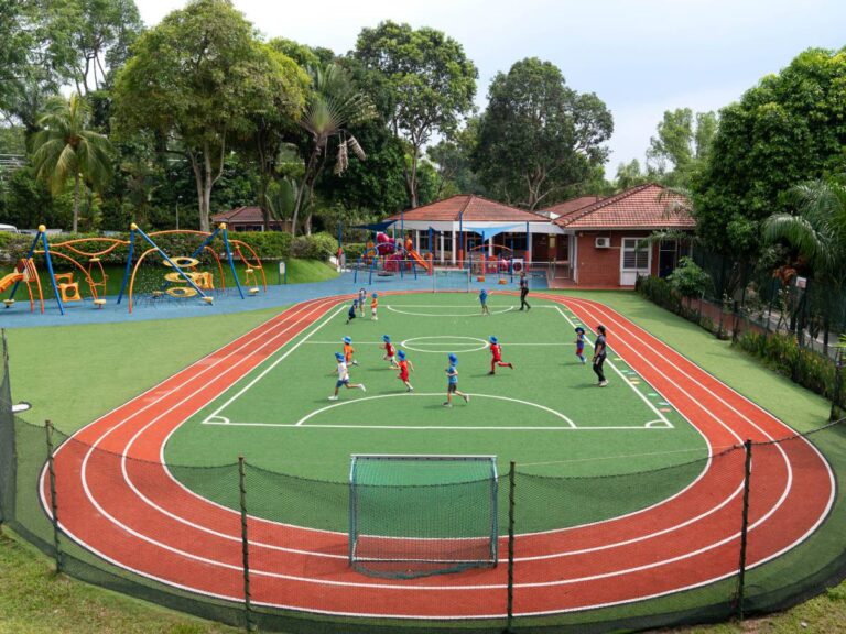 Holland International School campus and students at an Open House in Bukit Timah Singapore