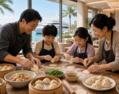 Image of family making dumplings at Wok 15 Kitchen