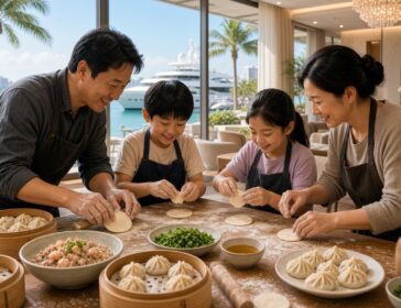 Image of family making dumplings at Wok 15 Kitchen
