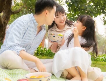 Image of Asian family in the park - life insurance singapore