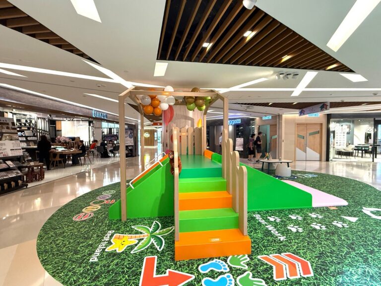 Children’s slide and play area inside HomeSquare mall in Sha Tin, Hong Kong