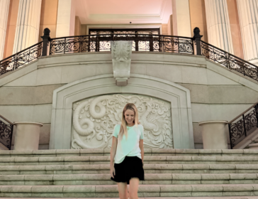 Image of Shea doing a review of Grand Lisboa Palace Hotel in Macao