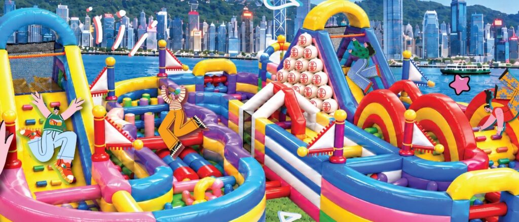 Hong Kong's First HK-Themed Inflatable Carnival Bounces Into Town Giant Egg Tarts, Trams And Bun Tower Slides Take Over The Great Lawn